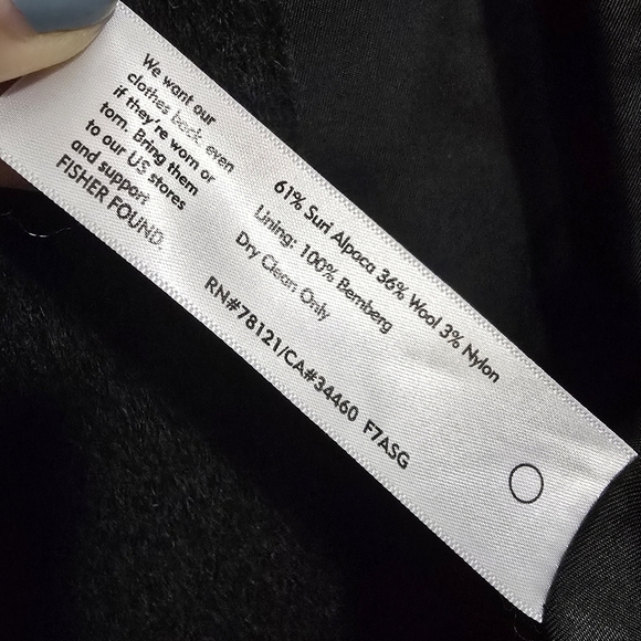 Eileen Fisher Sheared Texture Black Coat suri alpaca and wool blend pockets - Picture 11 of 12